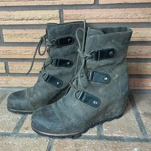 Sorel Women’s NL1987 Distressed Leather Joan of Arctic Wedge Mid Boots Size 9